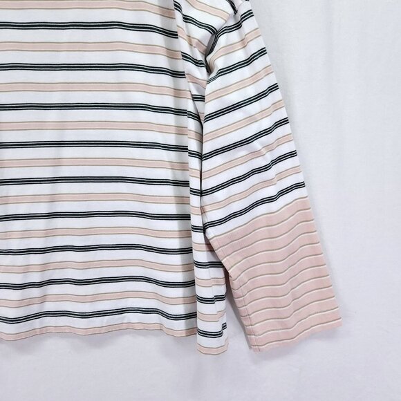 Madewell Easy Crewneck Long-Sleeve Tee Size Medium Stripe Pale Blush - Picture 6 of 12